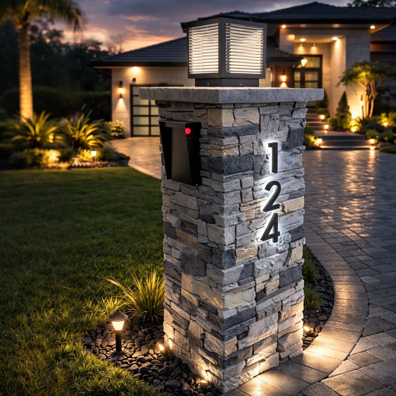 Faux Marble Pillar Mailbox